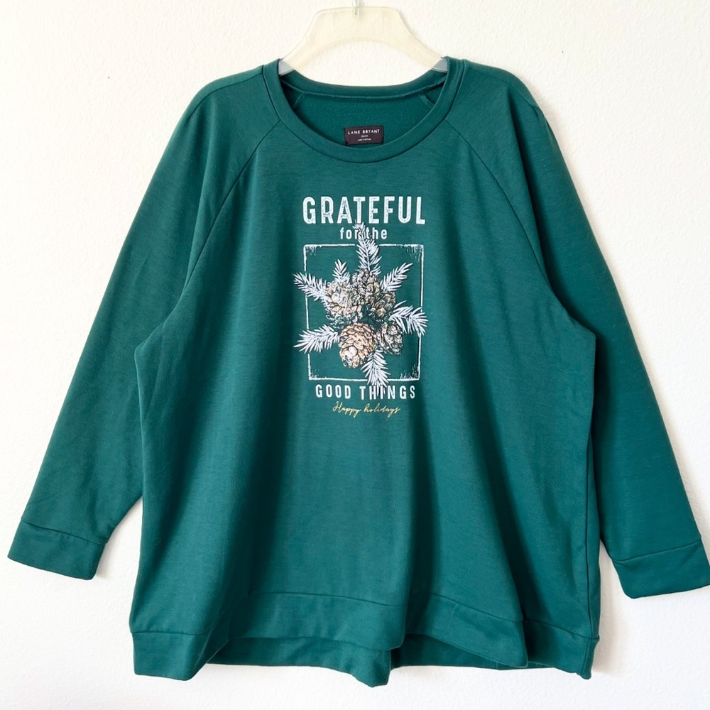 Lane Bryant Green Holiday Sweatshirt